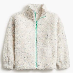 J. Crew Speckled Fleece Jacket - Cream and Blue